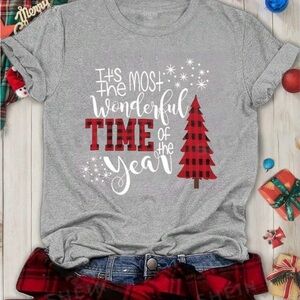Women's It's Most The Wonderful TIME Of The Year Pattern Printed T-Shirt